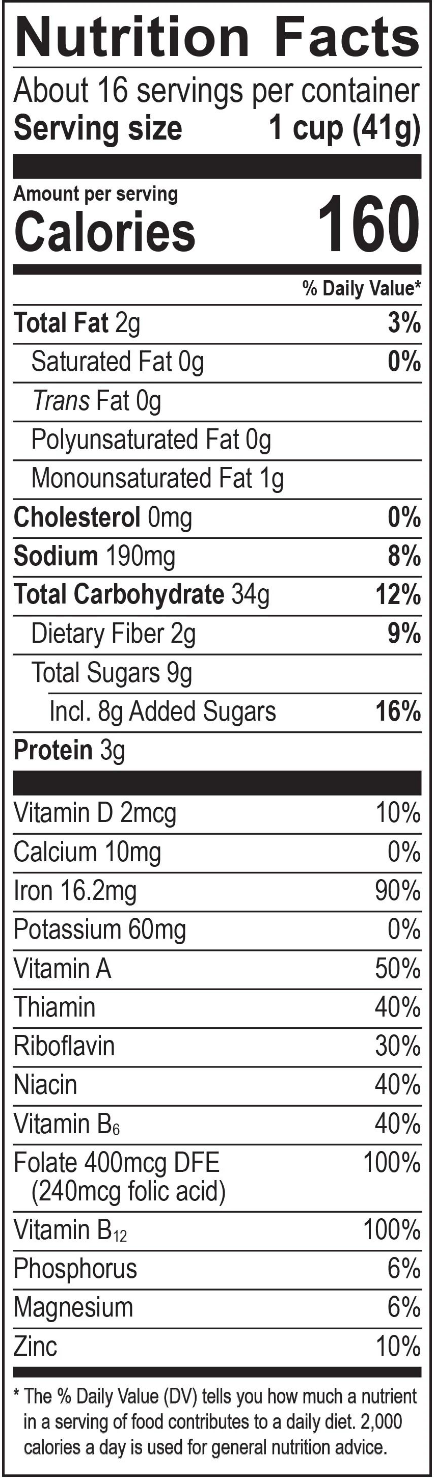 Honey Bunches of Oats Honey Roasted nutrition facts panel