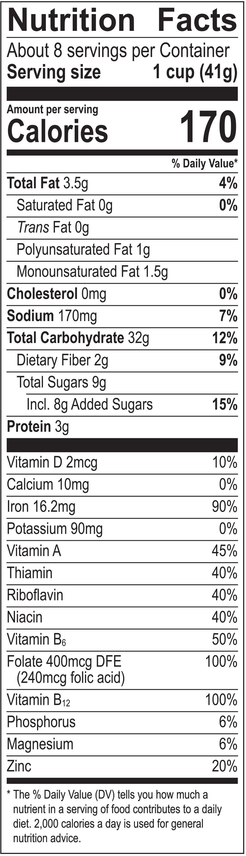 Honey Bunches of Oats Maple & Pecans Nutrition Facts Panel